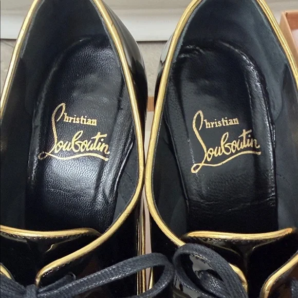 Christian Louboutin Black and Gold Patent Heels - Picture 12 of 12